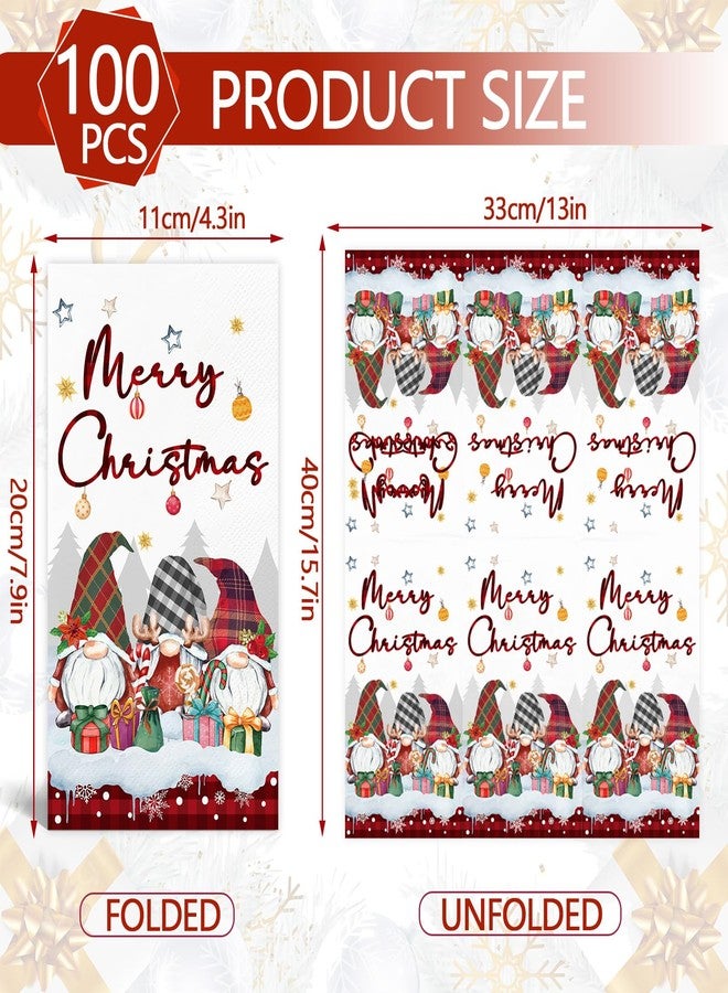IANFEPH 100PCS Christmas Napkins Disposable 3 Ply Winter Christmas Gnome Paper Napkins Decorative Paper Hand Towels for Bathroom Xmas Guest Napkins for Winter Holiday Cocktail Party - Image 2